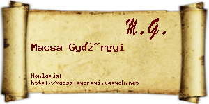 Macsa Györgyi névjegykártya